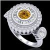 Image 1 : 2.62 ctw Intense Fancy Yellow Diamond Art Deco Ring 18k White Gold - REF-290W9H