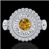 Image 2 : 2.62 ctw Intense Fancy Yellow Diamond Art Deco Ring 18k White Gold - REF-290W9H