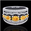 Image 1 : 2.25 ctw Citrine & Micro Pave VS/SI Diamond Designer Ring 10k White Gold - REF-81X8A