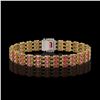 Image 3 : 25.49 ctw Tourmaline & Diamond Bracelet 14K Yellow Gold - REF-354Y5X