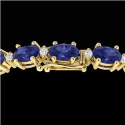 15 ctw Tanzanite & VS/SI Diamond Eternity Bracelet 10k Yellow Gold - REF-143K6Y