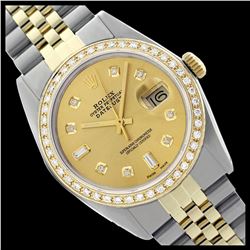 Rolex Men's Two Tone 14K Gold/SS , QuickSet, Diamond Dial & Diamond Bezel