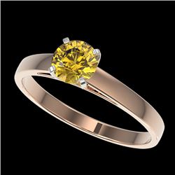 0.75 ctw Certified Intense Yellow Diamond Engagment Ring 10k Rose Gold - REF-82W2H