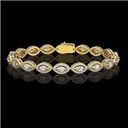 6.91 ctw Marquise Cut Diamond Micro Pave Bracelet 18K Yellow Gold - REF-599M6G