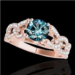 1.5 ctw SI Certified Fancy Blue Diamond Solitaire Ring 10k Rose Gold - REF-135W2H