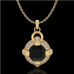 1.57 ctw Fancy Black Diamond Micro Pave Stud Necklace 18k Yellow Gold - REF-118Y2X