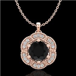 1.01 ctw Fancy Black Diamond Art Deco Stud Necklace 18k Rose Gold - REF-80A2N