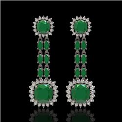 19.88 ctw Emerald & Diamond Earrings 14K White Gold - REF-336M4G