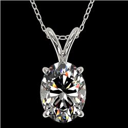 1.25 ctw Certified VS/SI Quality Oval Diamond Necklace 10k White Gold - REF-325H2R