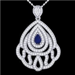 2 ctw Sapphire & Micro Pave VS/SI Diamond Necklace 18k White Gold - REF-180K2Y