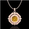 Image 1 : 0.75 ctw Intense Fancy Yellow Diamond Art Deco Necklace 18k Rose Gold - REF-153W6H