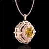 Image 3 : 0.75 ctw Intense Fancy Yellow Diamond Art Deco Necklace 18k Rose Gold - REF-153W6H