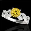 Image 1 : 1.4 ctw Certified SI/I Fancy Intense Yellow Diamond Ring 10k White Gold - REF-190N9F