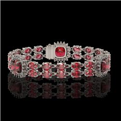 18.93 ctw Tourmaline & Diamond Bracelet 14K White Gold - REF-314G8W