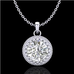 1 ctw VS/SI Diamond Solitaire Art Deco Necklace 18k White Gold - REF-292A5N