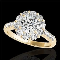 2.75 ctw Certified Diamond Solitaire Halo Ring 10k Yellow Gold - REF-353M2G