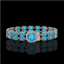 17.67 ctw Swiss Topaz & Diamond Bracelet 14K White Gold - REF-178G2W