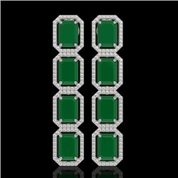 20.59 ctw Emerald & Diamond Micro Pave Halo Earrings 10k White Gold - REF-248G2W