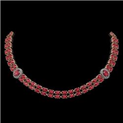 37.23 ctw Tourmaline & Diamond Necklace 14K Rose Gold - REF-527R3K