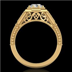 0.84 ctw VS/SI Diamond Solitaire Art Deco Ring 18k Yellow Gold - REF-236H4R