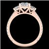 Image 2 : 2.14 ctw Princess VS/SI Diamond Art Deco 3 Stone Ring 18k Rose Gold - REF-454Y5X