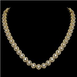 18.43 ctw Cushion Cut Diamond Micro Pave Necklace 18K Yellow Gold - REF-1605N8F