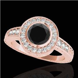 2 ctw Certified VS Black Diamond Solitaire Halo Ring 10k Rose Gold - REF-64M6G