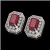 Image 2 : 13.75 ctw Certified Ruby & Diamond Victorian Earrings 14K White Gold - REF-266W4H