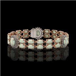 14.39 ctw Opal & Diamond Bracelet 14K Rose Gold - REF-254W4H