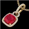 Image 1 : 3 ctw Ruby & Micro VS/SI Diamond Certified Necklace 18k Yellow Gold - REF-76Y4X