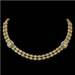 31.61 ctw Citrine & Diamond Necklace 14K Yellow Gold - REF-527M3G
