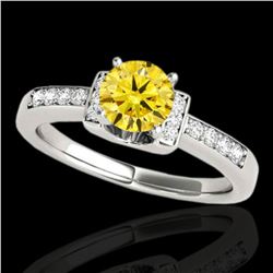 1.11 ctw Certified SI Fancy Yellow Diamond Solitaire Ring 10k White Gold - REF-190X9A
