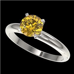 1.27 ctw Certified Intense Yellow Diamond Solitaire Ring 10k White Gold - REF-184G3W