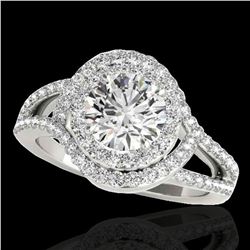 1.9 ctw Certified Diamond Solitaire Halo Ring 10k White Gold - REF-218R2K