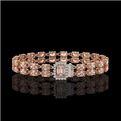 16.35 ctw Morganite & Diamond Bracelet 14K Rose Gold - REF-236R4K