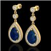 Image 1 : 6 ctw Sapphire & Micro Pave VS/SI Diamond Earrings 18k Yellow Gold - REF-93R8K