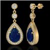 Image 2 : 6 ctw Sapphire & Micro Pave VS/SI Diamond Earrings 18k Yellow Gold - REF-93R8K