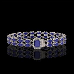 19.07 ctw Sapphire & Diamond Bracelet 14K White Gold - REF-236M4G