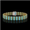 Image 3 : 19.27 ctw Turquoise & Diamond Bracelet 14K Yellow Gold - REF-318H2R