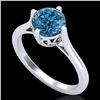 Image 1 : 1.25 ctw Fancy Intense Blue Diamond Art Deco Ring 18k White Gold - REF-218N2F