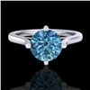Image 2 : 1.25 ctw Fancy Intense Blue Diamond Art Deco Ring 18k White Gold - REF-218N2F