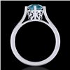 Image 3 : 1.25 ctw Fancy Intense Blue Diamond Art Deco Ring 18k White Gold - REF-218N2F