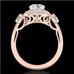 2.05 ctw VS/SI Diamond Solitaire Art Deco 3 Stone Ring 18k Rose Gold - REF-490G9W
