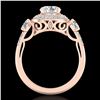 Image 1 : 2.05 ctw VS/SI Diamond Solitaire Art Deco 3 Stone Ring 18k Rose Gold - REF-490G9W