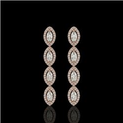 3.84 ctw Marquise Cut Diamond Micro Pave Earrings 18K Rose Gold - REF-334M6G