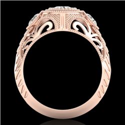 1.06 ctw VS/SI Diamond Solitaire Art Deco 3 Stone Ring 18k Rose Gold - REF-180Y2X