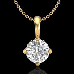 0.82 ctw VS/SI Diamond Solitaire Art Deco Necklace 18k Yellow Gold - REF-180M2G