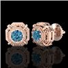Image 2 : 1.11 ctw Fancy Intense Blue Diamond Art Deco Earrings 18k Rose Gold - REF-158H2R