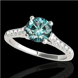1.2 ctw SI Certified Fancy Blue Diamond Solitaire Ring 10k White Gold - REF-122F8M
