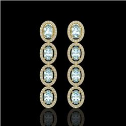 4.68 ctw Aquamarine & Diamond Micro Pave Halo Earrings 10k Yellow Gold - REF-143N6F